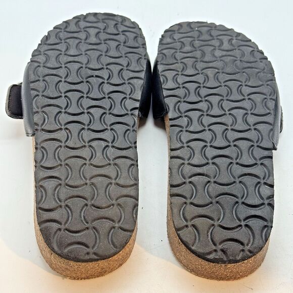 Naot Maryland Soft Leather Slides Men\'s 9 - EU 42 Black Big Buckle Cork Sandals